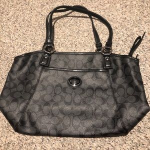 Coach gray and black handbag